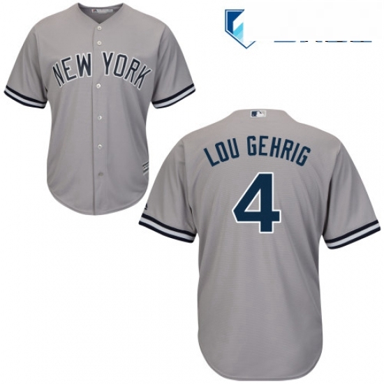 Mens Majestic New York Yankees 4 Lou Gehrig Replica Grey Road MLB Jersey Mens Majestic New York Yankees 4 Lou Gehrig Replica Grey Road MLB Jersey