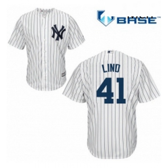 Mens Majestic New York Yankees 41 Adam Lind Replica White Home MLB Jersey Mens Majestic New York Yankees 41 Adam Lind Replica White Home MLB Jersey