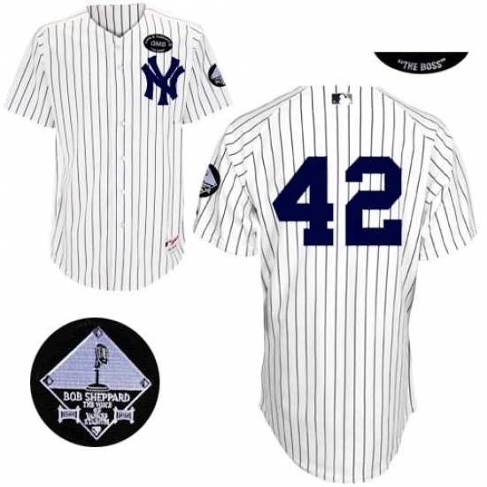 Mens Majestic New York Yankees 42 Mariano Rivera Replica White GMS The Boss MLB Jersey Mens Majestic New York Yankees 42 Mariano Rivera Replica White GMS The Boss MLB Jersey