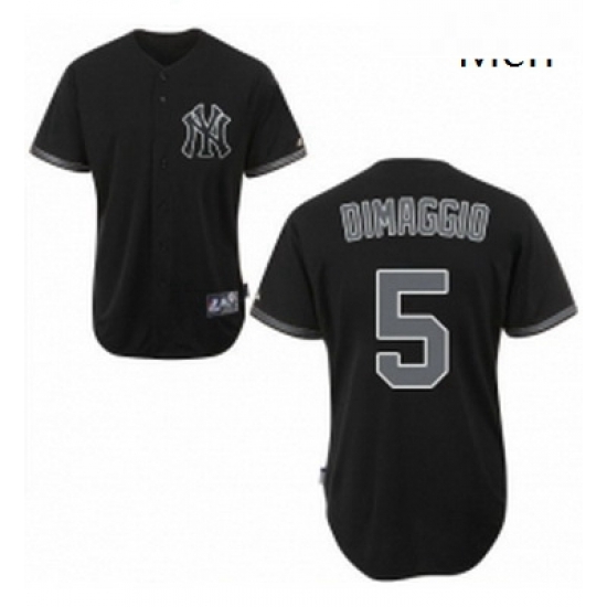 Mens Majestic New York Yankees 5 Joe DiMaggio Authentic Black Fashion MLB Jersey
