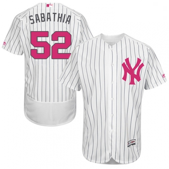 Mens Majestic New York Yankees 52 CC Sabathia Authentic White 2016 Mothers Day Fashion Flex Base MLB Jersey Mens Majestic New York Yankees 52 CC Sabathia Authentic White 2016 Mothers Day Fashion Flex Base MLB Jersey