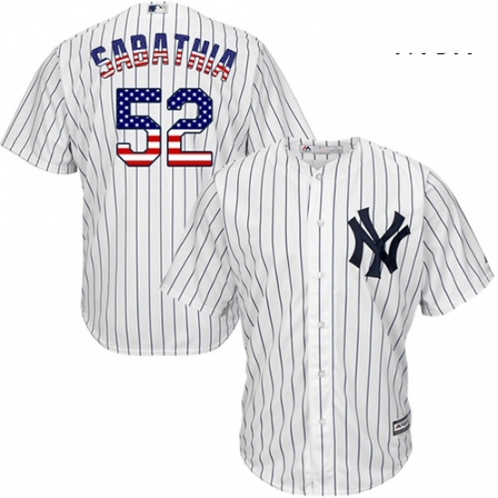 Mens Majestic New York Yankees 52 CC Sabathia Authentic White USA Flag Fashion MLB Jersey Mens Majestic New York Yankees 52 CC Sabathia Authentic White USA Flag Fashion MLB Jersey