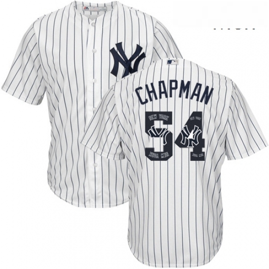 Mens Majestic New York Yankees 54 Aroldis Chapman Authentic White Team Logo Fashion MLB Jersey Mens Majestic New York Yankees 54 Aroldis Chapman Authentic White Team Logo Fashion MLB Jersey