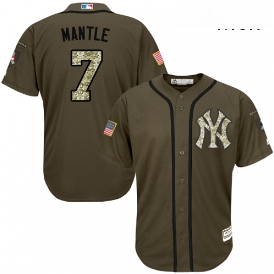 Mens Majestic New York Yankees 7 Mickey Mantle Authentic Green Salute to Service MLB Jersey Mens Majestic New York Yankees 7 Mickey Mantle Authentic Green Salute to Service MLB Jersey