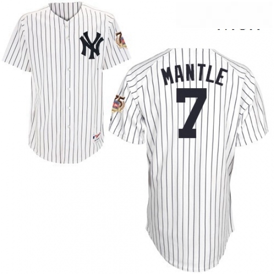 Mens Majestic New York Yankees 7 Mickey Mantle Replica White 75TH Patch MLB Jersey Mens Majestic New York Yankees 7 Mickey Mantle Replica White 75TH Patch MLB Jersey