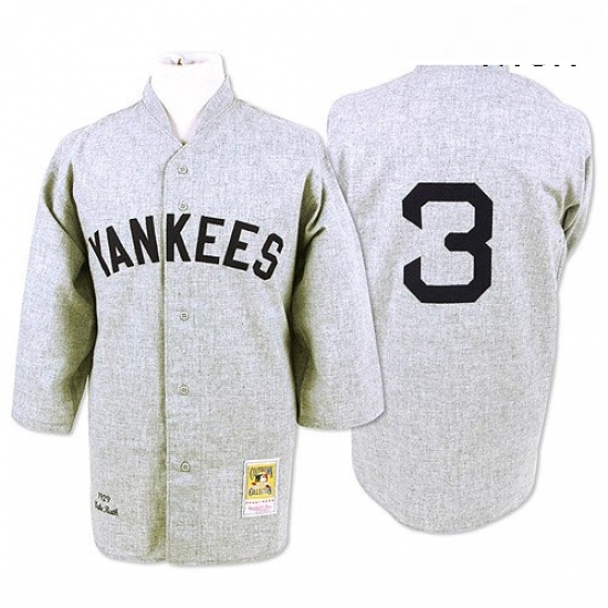 Mens Mitchell and Ness 1929 New York Yankees 3 Babe Ruth Authentic Grey Throwback MLB Jersey Mens Mitchell and Ness 1929 New York Yankees 3 Babe Ruth Authentic Grey Throwback MLB Jersey