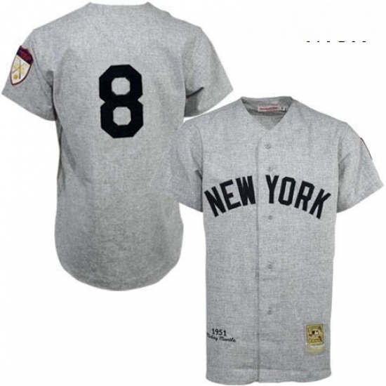 Mens Mitchell and Ness 1951 New York Yankees 8 Yogi Berra Authentic Grey Throwback MLB Jersey Mens Mitchell and Ness 1951 New York Yankees 8 Yogi Berra Authentic Grey Throwback MLB Jersey