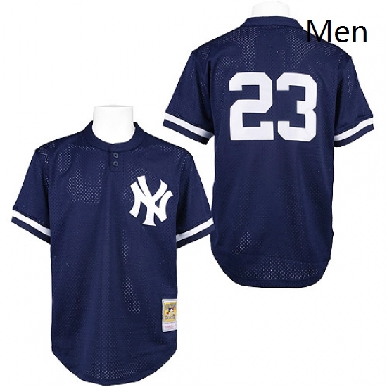Mens Mitchell and Ness 1995 New York Yankees 23 Don Mattingly Authentic Blue Throwback MLB Jersey Mens Mitchell and Ness 1995 New York Yankees 23 Don Mattingly Authentic Blue Throwback MLB Jersey