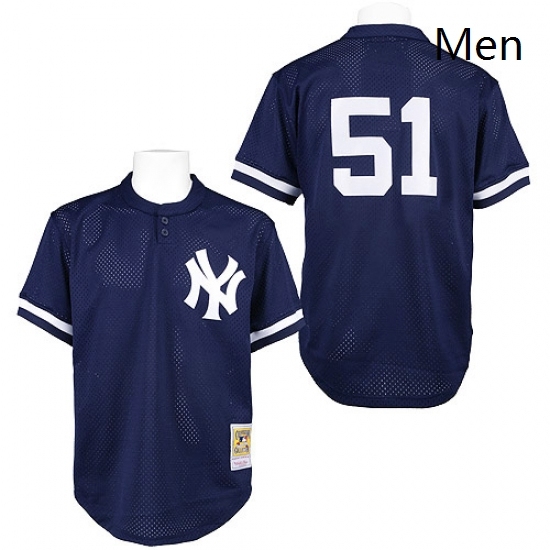 Mens Mitchell and Ness 1995 New York Yankees 51 Bernie Williams Replica Blue Throwback MLB Jersey Mens Mitchell and Ness 1995 New York Yankees 51 Bernie Williams Replica Blue Throwback MLB Jersey