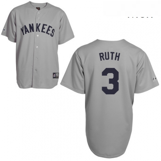 Mens Mitchell and Ness New York Yankees 3 Babe Ruth Replica Grey Throwback MLB Jersey Mens Mitchell and Ness New York Yankees 3 Babe Ruth Replica Grey Throwback MLB Jersey