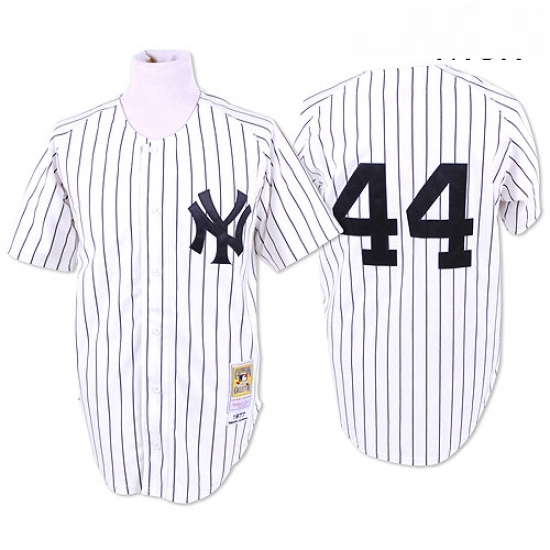 Mens Mitchell and Ness New York Yankees 44 Reggie Jackson Authentic White Throwback MLB Jersey Mens Mitchell and Ness New York Yankees 44 Reggie Jackson Authentic White Throwback MLB Jersey