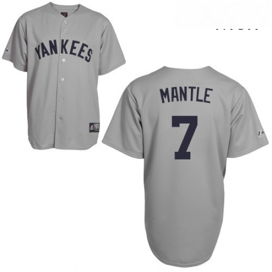 Mens Mitchell and Ness New York Yankees 7 Mickey Mantle Replica Grey Throwback MLB Jersey Mens Mitchell and Ness New York Yankees 7 Mickey Mantle Replica Grey Throwback MLB Jersey