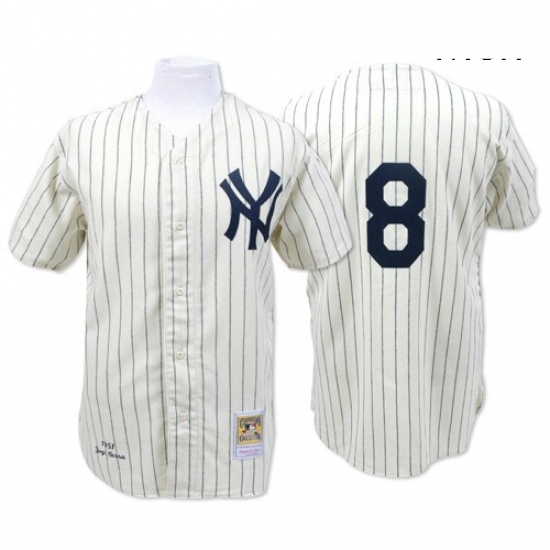 Mens Mitchell and Ness New York Yankees 8 Yogi Berra Authentic White Throwback MLB Jersey Mens Mitchell and Ness New York Yankees 8 Yogi Berra Authentic White Throwback MLB Jersey