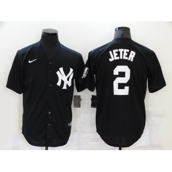 Men's New York Yankees #2 Derek Jeter Authentic Black Game Jersey Men's New York Yankees #2 Derek Jeter Authentic Black Game Jersey