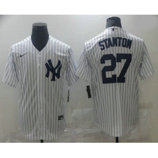Men's New York Yankees #27 Giancarlo Stanton White Stitched MLB Cool Base Nike Jersey Men's New York Yankees #27 Giancarlo Stanton White Stitched MLB Cool Base Nike Jersey