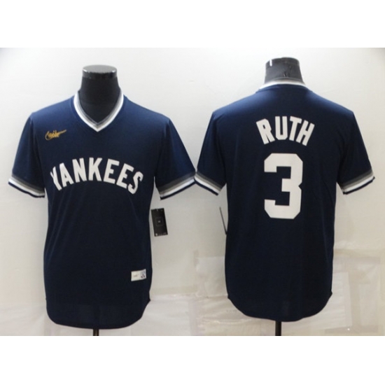 Men's New York Yankees #3 Babe Ruth Navy Blue Cooperstown Collection Stitched MLB Throwback Jersey Men's New York Yankees #3 Babe Ruth Navy Blue Cooperstown Collection Stitched MLB Throwback Jersey