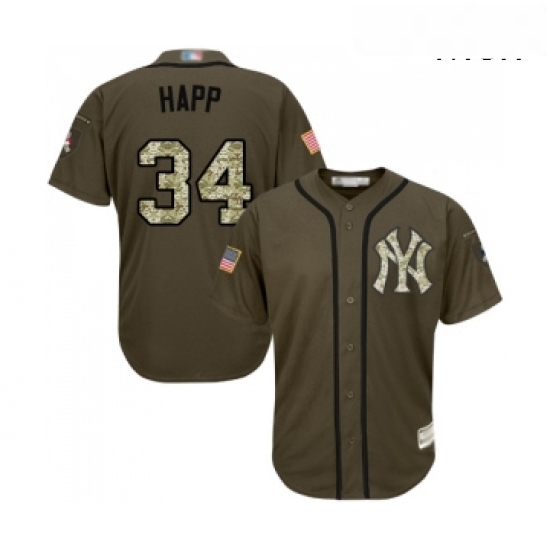Mens New York Yankees 34 JA Happ Authentic Green Salute to Service Baseball Jersey Mens New York Yankees 34 JA Happ Authentic Green Salute to Service Baseball Jersey