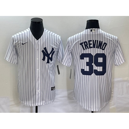 Men's New York Yankees #39 Jose Trevino White Cool Base Stitched Baseball Jersey Men's New York Yankees #39 Jose Trevino White Cool Base Stitched Baseball Jersey