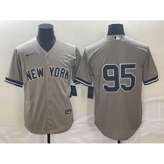 Men's New York Yankees #95 Oswaldo Cabrera Grey Cool Base Stitched Jersey Men's New York Yankees #95 Oswaldo Cabrera Grey Cool Base Stitched Jersey