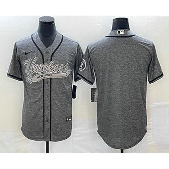 Men's New York Yankees Blank Grey Gridiron Cool Base Stitched Baseball Jersey Men's New York Yankees Blank Grey Gridiron Cool Base Stitched Baseball Jersey