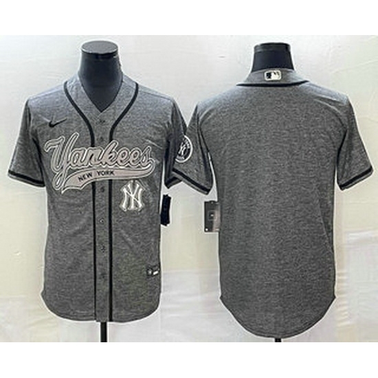 Men's New York Yankees Blank Grey Gridiron Cool Base Stitched Baseball Jerseys Men's New York Yankees Blank Grey Gridiron Cool Base Stitched Baseball Jerseys