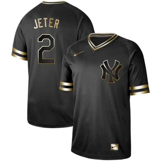 Mens Nike New York Yankees 2 Derek Jeter Black Gold Authentic Stitched Baseball Jerse Mens Nike New York Yankees 2 Derek Jeter Black Gold Authentic Stitched Baseball Jerse
