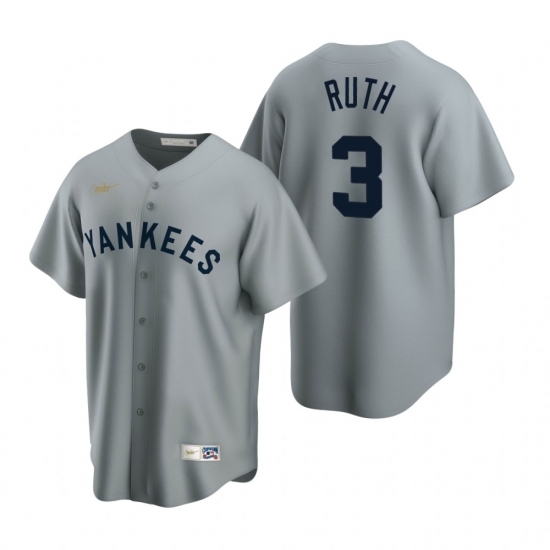 Mens Nike New York Yankees 3 Babe Ruth Gray Cooperstown Collection Road Stitched Baseball Jerse Mens Nike New York Yankees 3 Babe Ruth Gray Cooperstown Collection Road Stitched Baseball Jerse