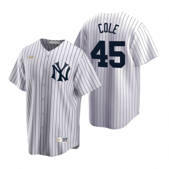 Mens Nike New York Yankees 45 Gerrit Cole White Cooperstown Collection Home Stitched Baseball Jersey Mens Nike New York Yankees 45 Gerrit Cole White Cooperstown Collection Home Stitched Baseball Jersey