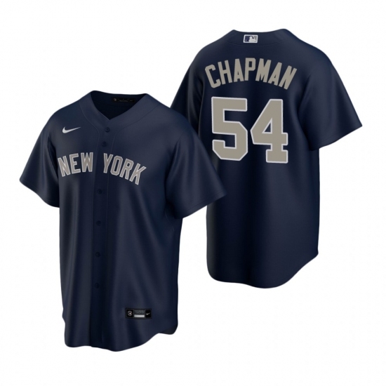 Mens Nike New York Yankees 54 Aroldis Chapman Navy Alternate Stitched Baseball Jerse Mens Nike New York Yankees 54 Aroldis Chapman Navy Alternate Stitched Baseball Jerse