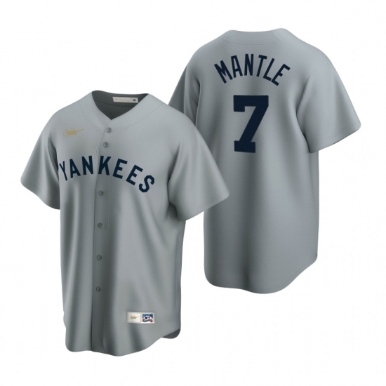 Mens Nike New York Yankees 7 Mickey Mantle Gray Cooperstown Collection Road Stitched Baseball Jerse Mens Nike New York Yankees 7 Mickey Mantle Gray Cooperstown Collection Road Stitched Baseball Jerse