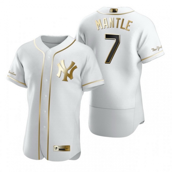 New York Yankees 7 Mickey Mantle White Nike Mens Authentic Golden Edition MLB Jersey New York Yankees 7 Mickey Mantle White Nike Mens Authentic Golden Edition MLB Jersey
