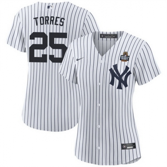 Women New York Yankees 25 Gleyber Torres White 2024 World Series Cool Base Stitched Baseball Jersey Women New York Yankees 25 Gleyber Torres White 2024 World Series Cool Base Stitched Baseball Jersey