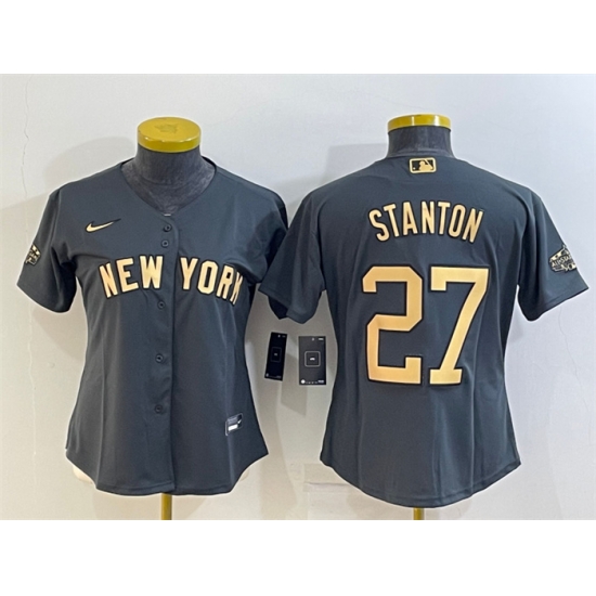 Women New York Yankees 27 Giancarlo Stanton 2022 All Star Charcoal Stitched Baseball Jersey Women New York Yankees 27 Giancarlo Stanton 2022 All Star Charcoal Stitched Baseball Jersey