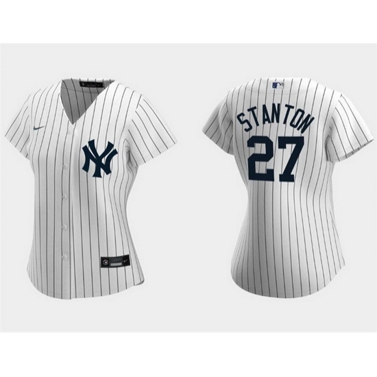 Women New York Yankees 27 Giancarlo Stanton White Cool Base Stitched Jersey Run Small Women New York Yankees 27 Giancarlo Stanton White Cool Base Stitched Jersey Run Small