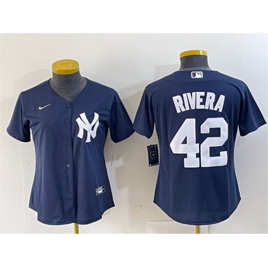 Women New York Yankees 42 Mariano Rivera Navy Stitched Baseball Jersey Women New York Yankees 42 Mariano Rivera Navy Stitched Baseball Jersey