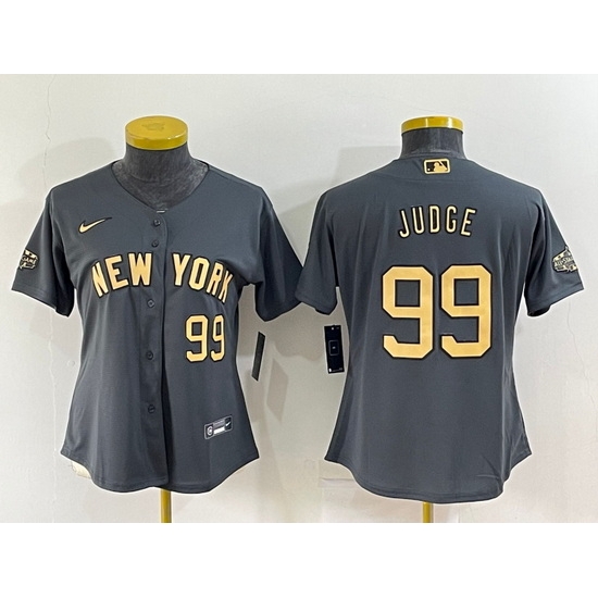 Women New York Yankees 99 Aaron Judge 2022 All Star Charcoal Stitched Baseball Jersey 28Run Small 29 Women New York Yankees 99 Aaron Judge 2022 All Star Charcoal Stitched Baseball Jersey 28Run Small 29