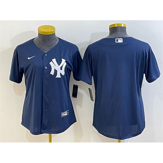Women New York Yankees Blank Navy Stitched Baseball Jersey Women New York Yankees Blank Navy Stitched Baseball Jersey