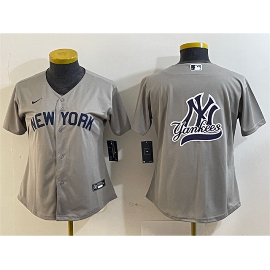 Women New York Yankees Gray Team Big Logo Cool Base Stitched Jersey 1 Women New York Yankees Gray Team Big Logo Cool Base Stitched Jersey 1