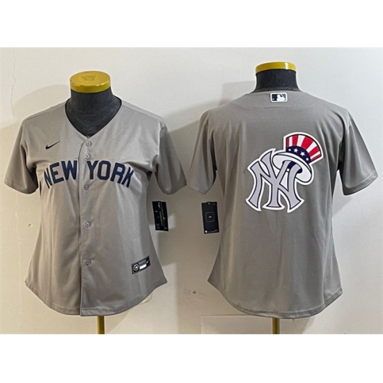 Women New York Yankees Gray Team Big Logo Cool Base Stitched Jersey 2 Women New York Yankees Gray Team Big Logo Cool Base Stitched Jersey 2