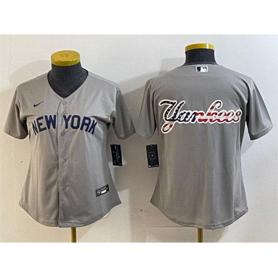 Women New York Yankees Gray Team Big Logo Cool Base Stitched Jersey Women New York Yankees Gray Team Big Logo Cool Base Stitched Jersey