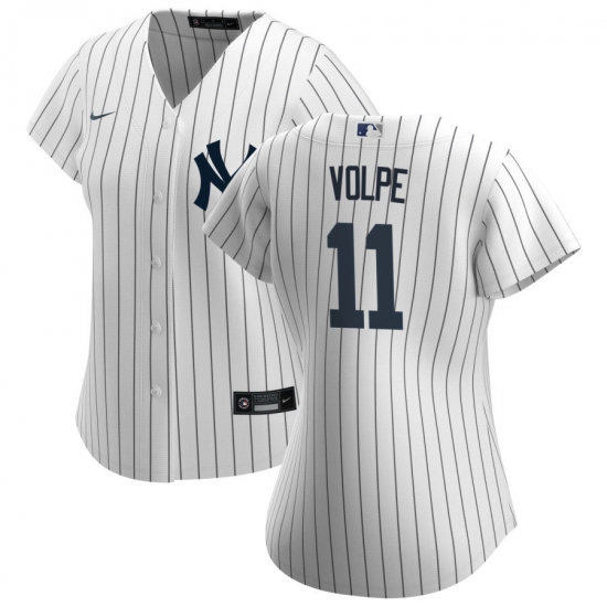 Women Nike New York Yankees 11 Anthony Volpe White Home Stitched Baseball Jersey Women Nike New York Yankees 11 Anthony Volpe White Home Stitched Baseball Jersey