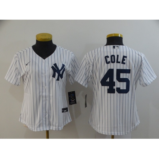 Women Yankees 45 Gerrit Cole White Women 2020 Nike Cool Base Jersey Women Yankees 45 Gerrit Cole White Women 2020 Nike Cool Base Jersey