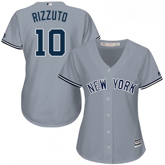 Womens Majestic New York Yankees 10 Phil Rizzuto Replica Grey Road MLB Jersey Womens Majestic New York Yankees 10 Phil Rizzuto Replica Grey Road MLB Jersey