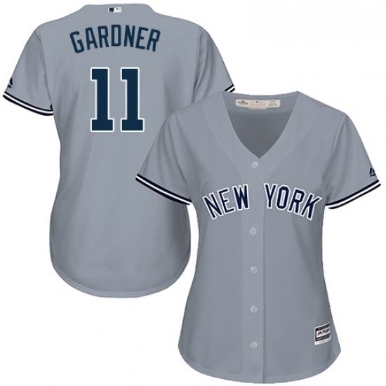 Womens Majestic New York Yankees 11 Brett Gardner Replica Grey Road MLB Jersey Womens Majestic New York Yankees 11 Brett Gardner Replica Grey Road MLB Jersey