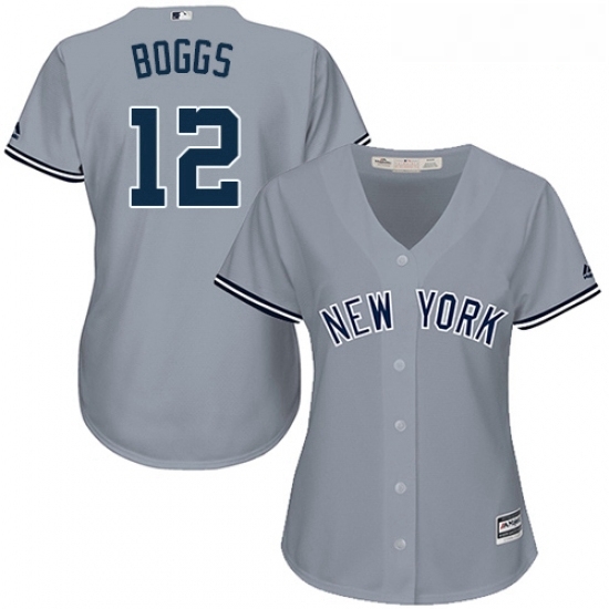 Womens Majestic New York Yankees 12 Wade Boggs Authentic Grey Road MLB Jersey Womens Majestic New York Yankees 12 Wade Boggs Authentic Grey Road MLB Jersey