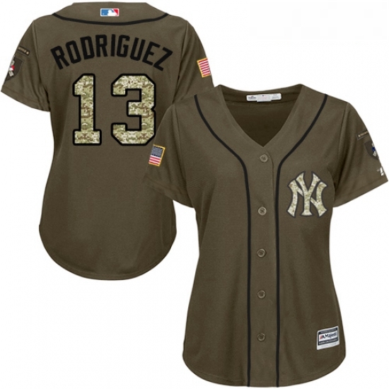 Womens Majestic New York Yankees 13 Alex Rodriguez Authentic Green Salute to Service MLB Jersey Womens Majestic New York Yankees 13 Alex Rodriguez Authentic Green Salute to Service MLB Jersey