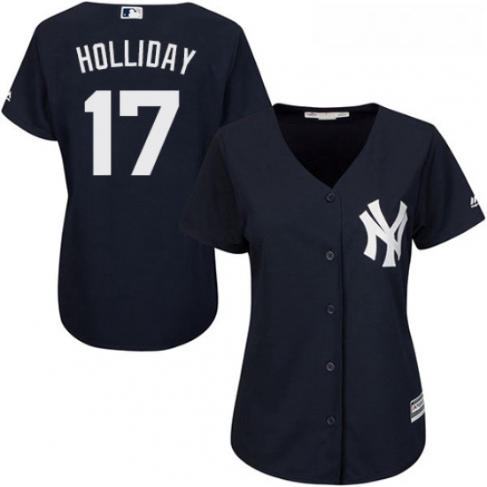 Womens Majestic New York Yankees 17 Matt Holliday Authentic Navy Blue Alternate MLB Jersey Womens Majestic New York Yankees 17 Matt Holliday Authentic Navy Blue Alternate MLB Jersey