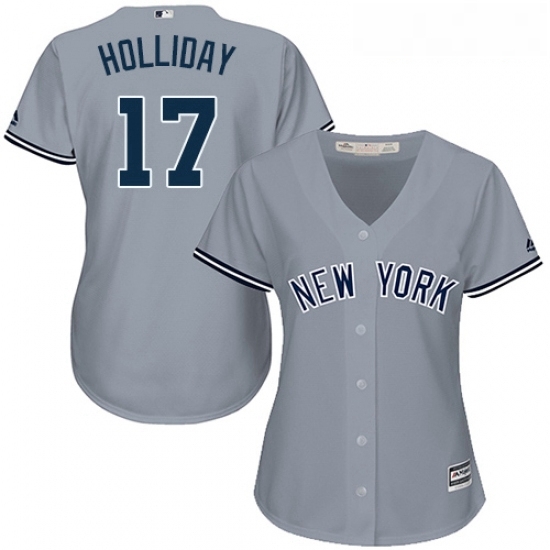 Womens Majestic New York Yankees 17 Matt Holliday Replica Grey Road MLB Jersey Womens Majestic New York Yankees 17 Matt Holliday Replica Grey Road MLB Jersey