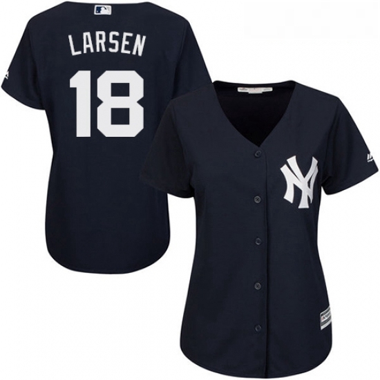 Womens Majestic New York Yankees 18 Don Larsen Authentic Navy Blue Alternate MLB Jersey Womens Majestic New York Yankees 18 Don Larsen Authentic Navy Blue Alternate MLB Jersey