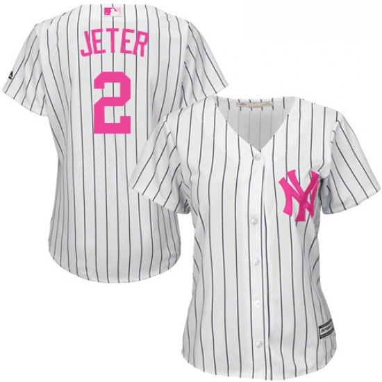 Womens Majestic New York Yankees 2 Derek Jeter Authentic White Mothers Day Cool Base MLB Jersey Womens Majestic New York Yankees 2 Derek Jeter Authentic White Mothers Day Cool Base MLB Jersey